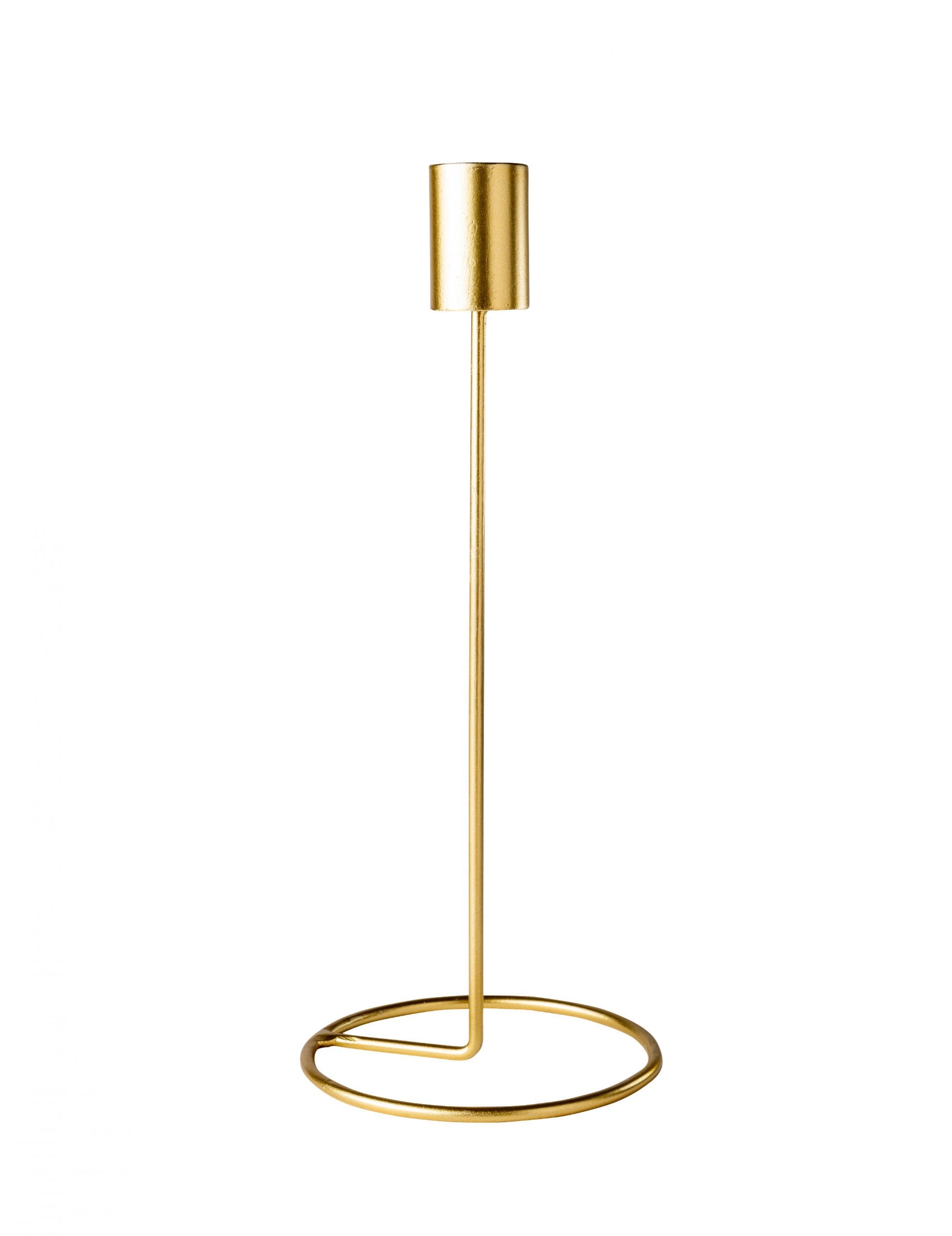 Bougeoir design sur pied pour table métal doré