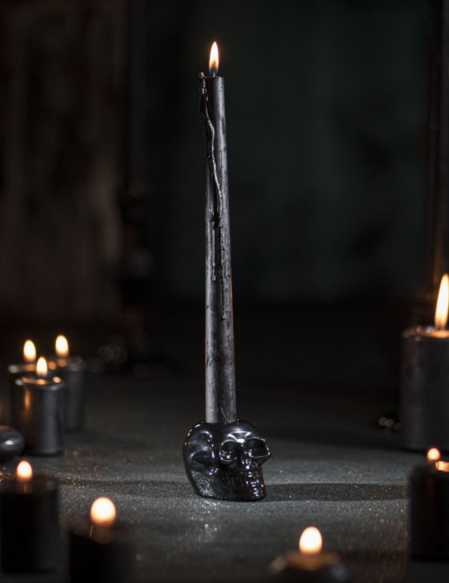 Držač svijeće crne lubanje 5 cm