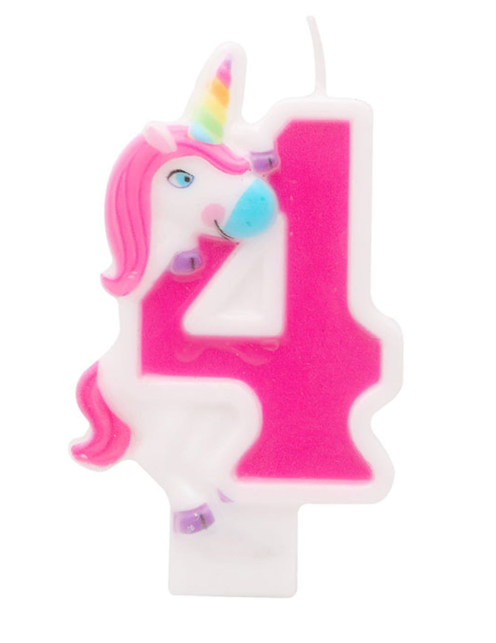 Chiffre 4 de la bougie chiffre licorne rose