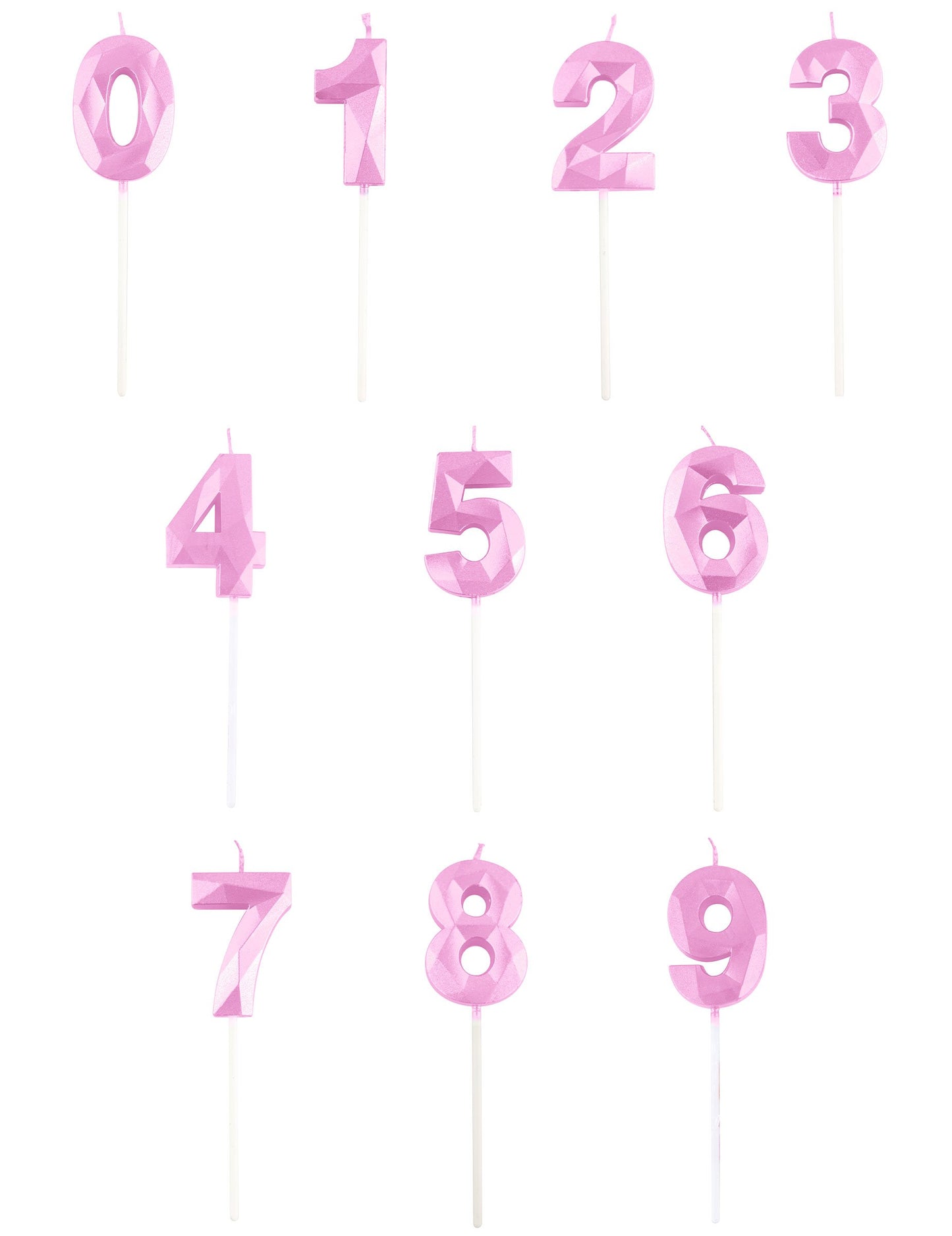 Bougie chiffre rose pastel effet diamant 5 cm pour anniversaire