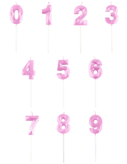 Bougie chiffre rose pastel effet diamant 5 cm pour anniversaire