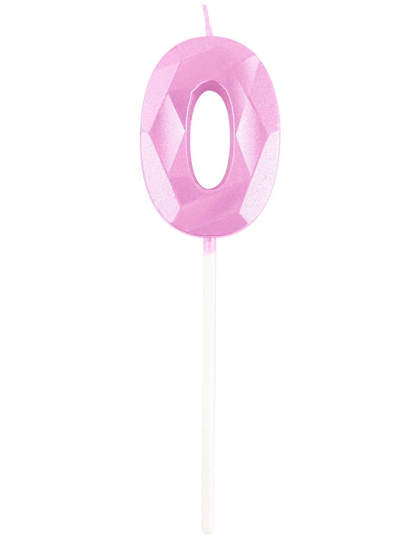 Bougie chiffre rose pastel effet diamant 5 cm pour anniversaire