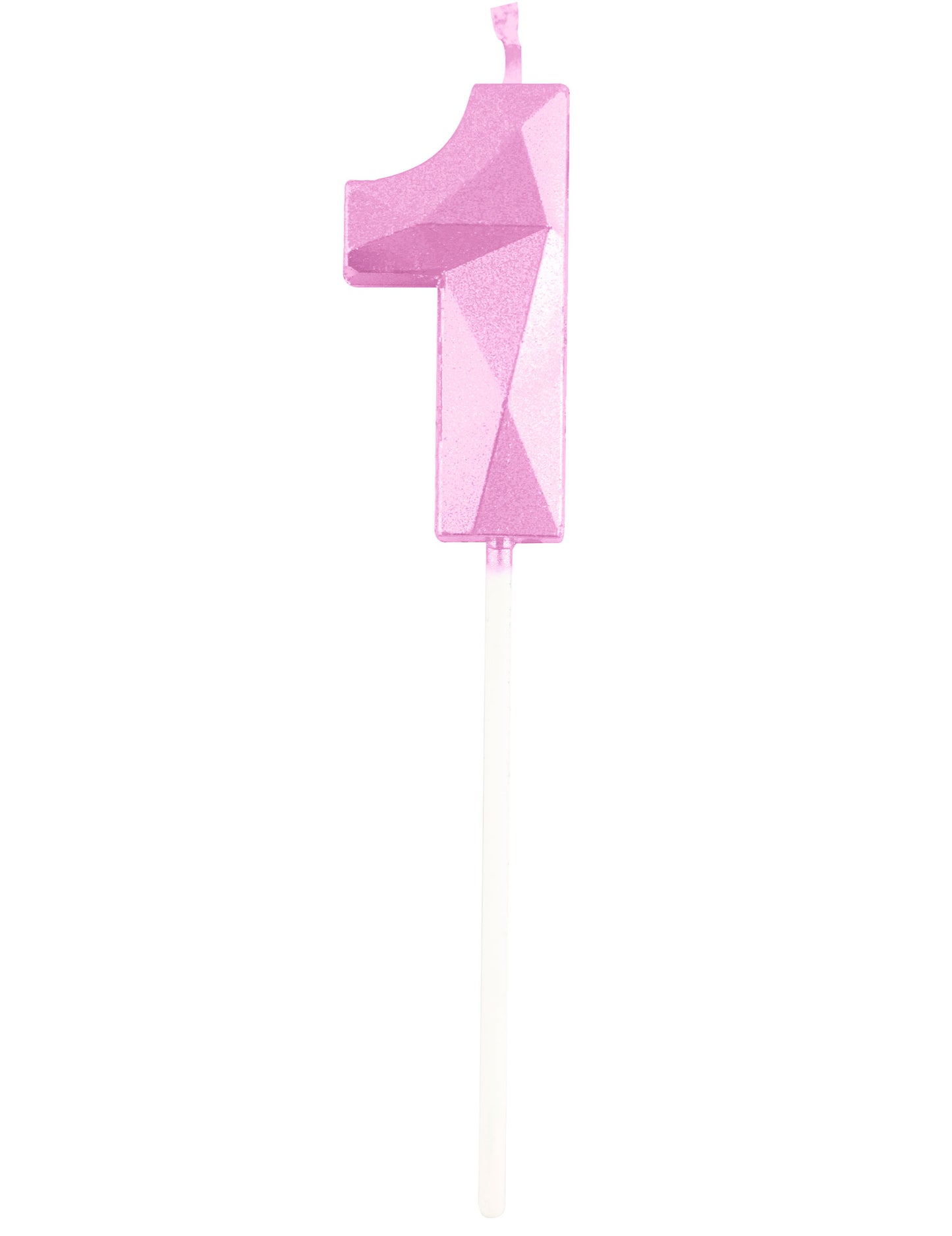 Bougie chiffre rose pastel effet diamant 5 cm pour anniversaire