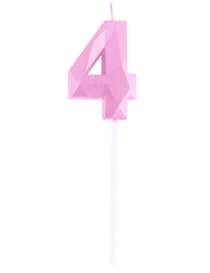 Bougie chiffre rose pastel effet diamant 5 cm pour anniversaire