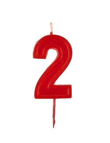 Sjajna crvena rođendanska svjećica u obliku broja 2 