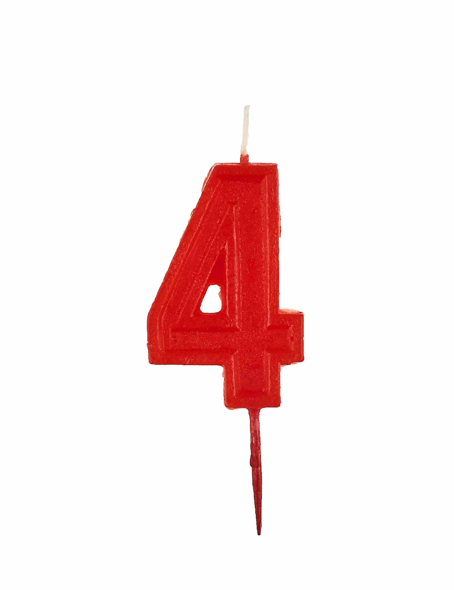 Sjajna crvena rođendanska svjećica u obliku broja 4 