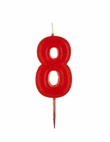 Sjajna crvena svjećica u obliku broja 8 za rođendan 