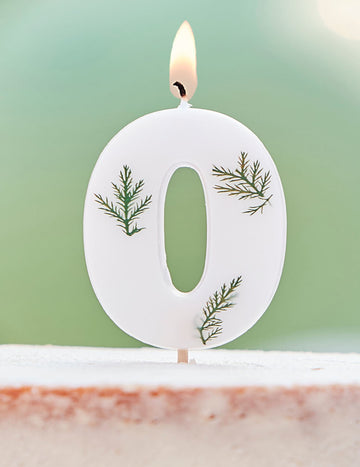 Bougie chiffre feuilles naturelles pour anniversaire
