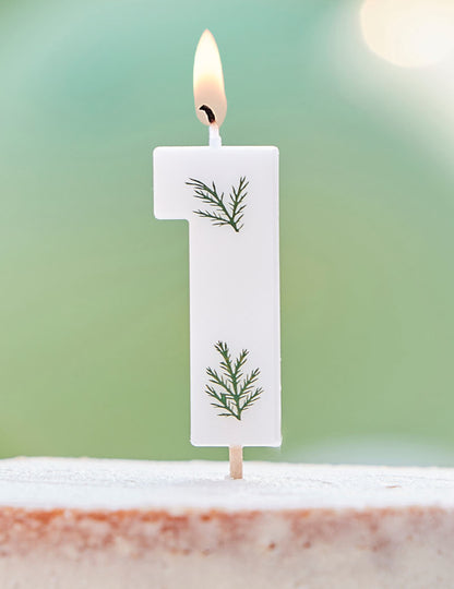 Bougie chiffre feuilles naturelles pour anniversaire