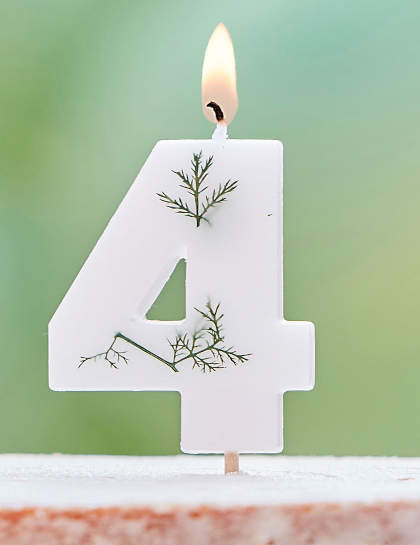 Bougie chiffre feuilles naturelles pour anniversaire