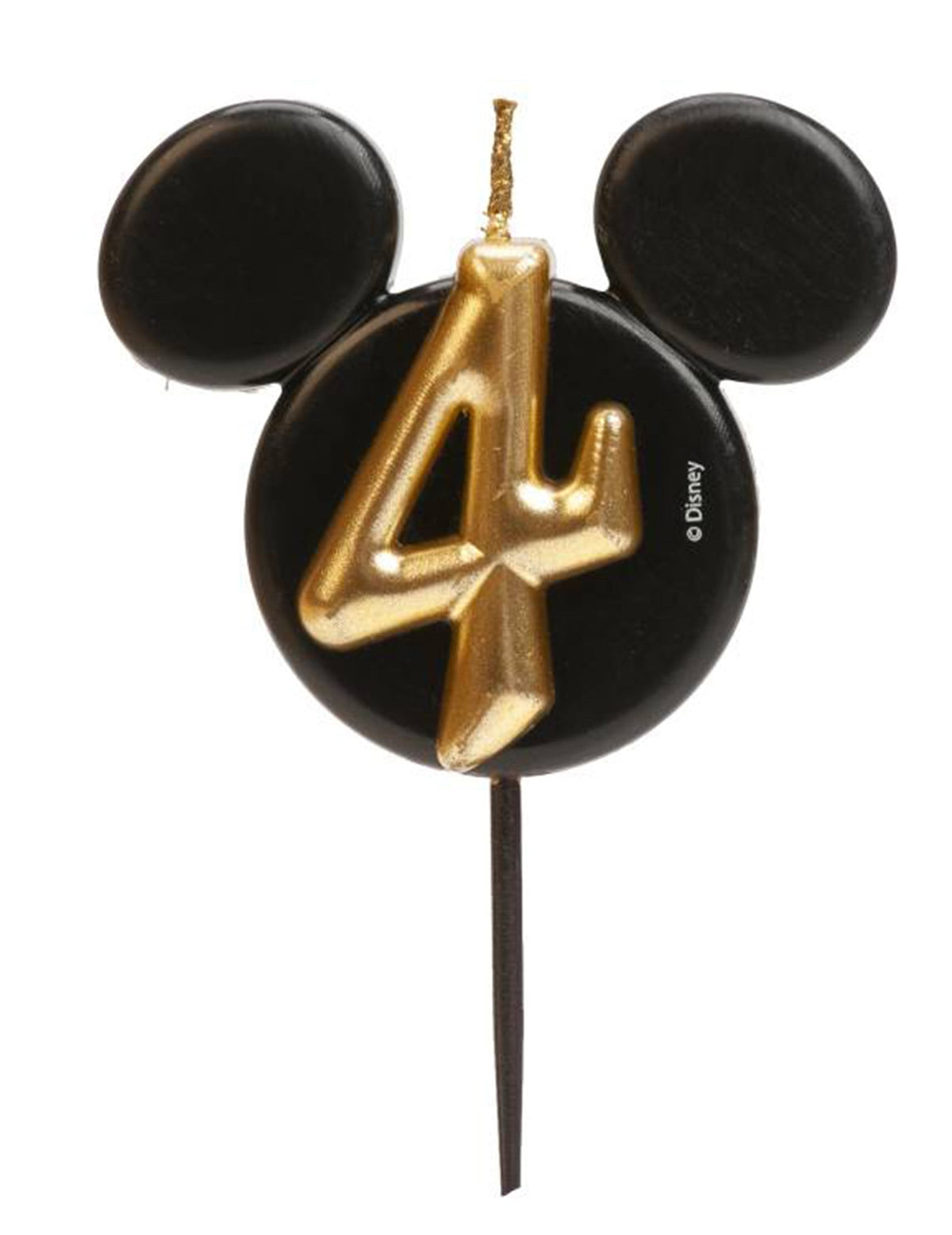 Gros plan sur le chiffre 4 doré de la bougie chiffre Mickey Mouse