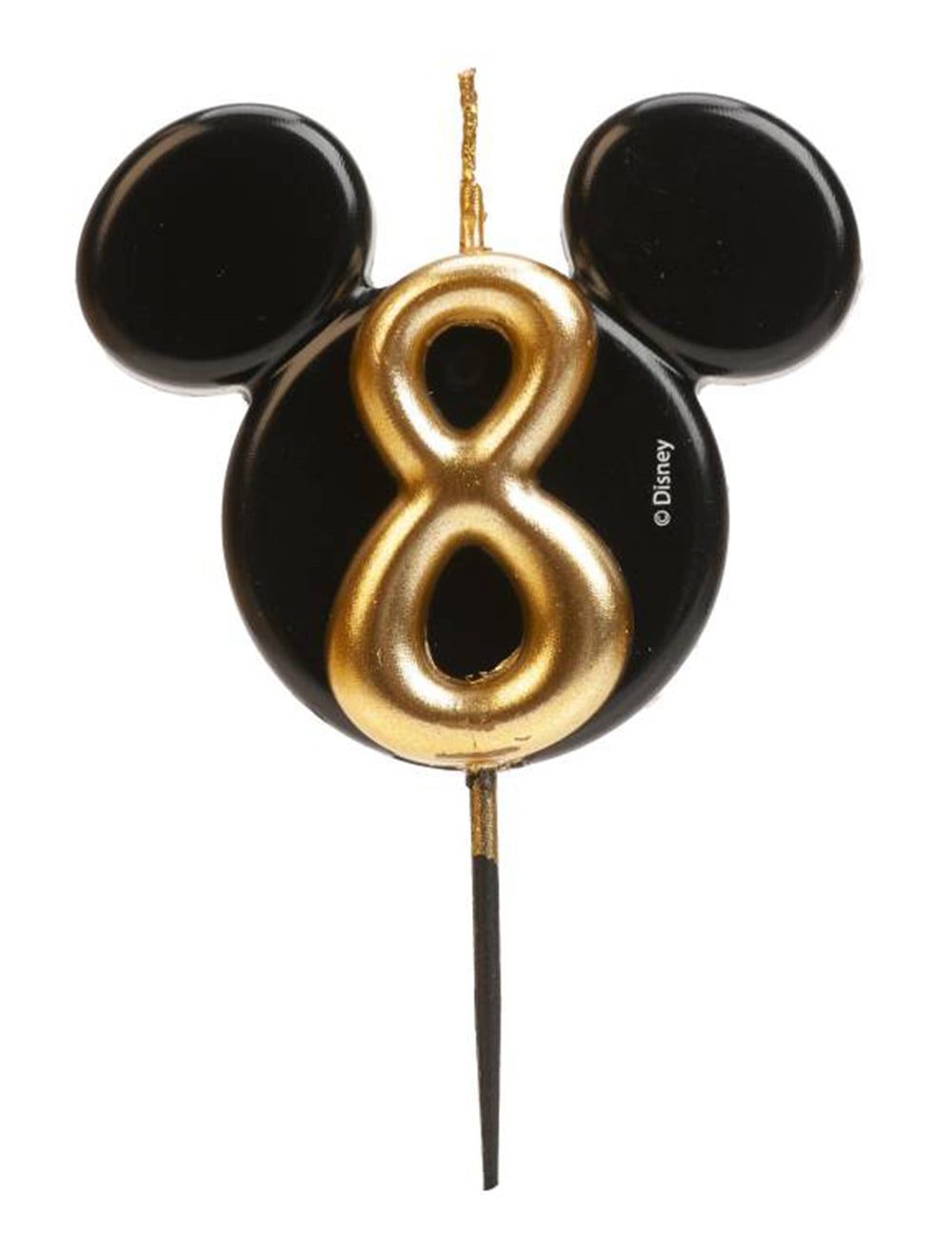 Vue du chiffre 8 doré de la bougie chiffre Mickey Mouse