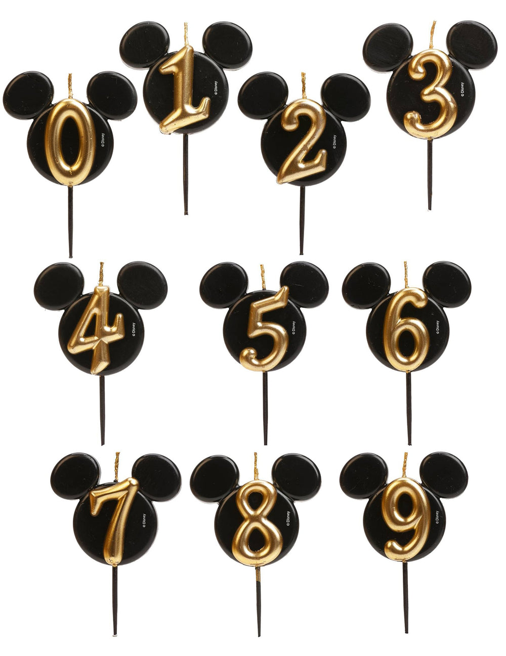 Bougie chiffre Mickey Mouse noir et doré