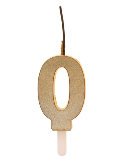 Pjenušava svijeća s brojem i zlatnim čarobnim prskalcem