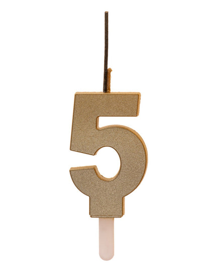 Pjenušava svijeća s brojem i zlatnim čarobnim prskalcem