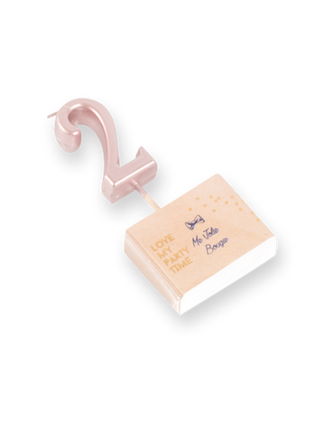 Rođendanska svijeća broj 2 boje ružičastog zlata 4.3 cm s vrhom