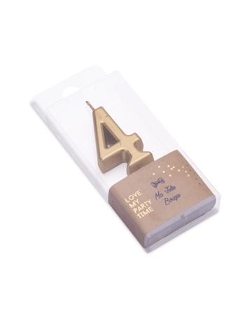 Metalik zlatna rođendanska svijeća broj 4 4.3 cm vosak