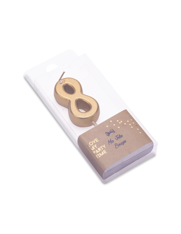 Metalik zlatna rođendanska svijeća s brojem 8 4.3 cm s izborom kolača