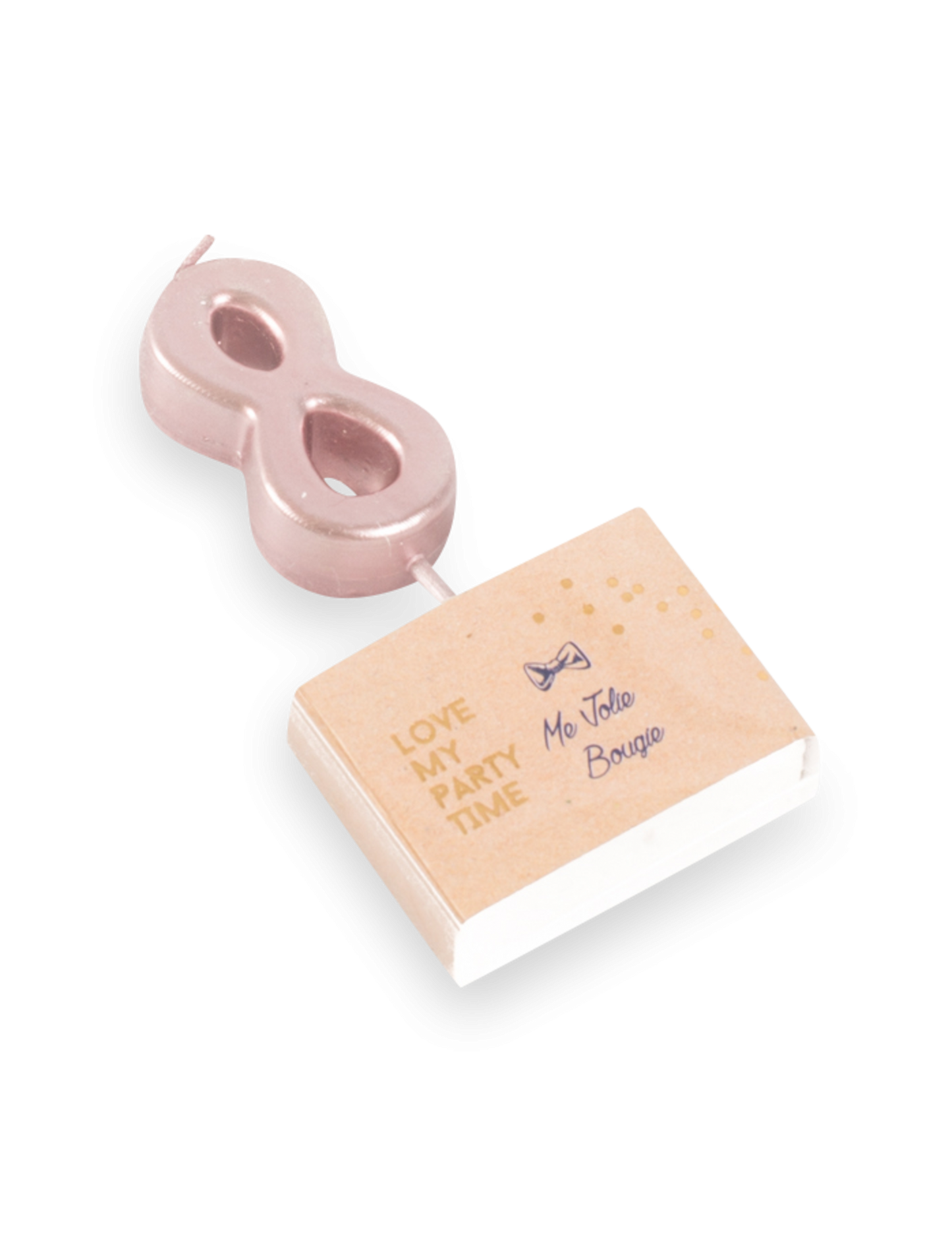 Bougie d'anniversaire chiffre 8 rose gold 4,3 cm métallisée avec pic