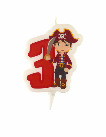 Rođendanska svijeća pirat broj 3 s podloškom 