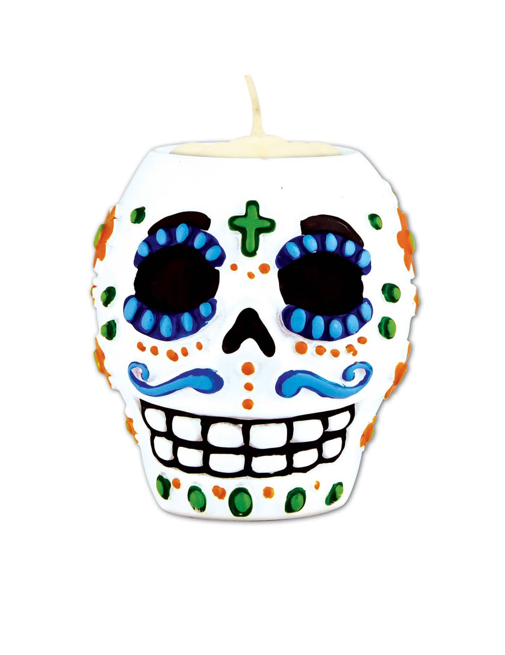 Bougeoir lubanja Dia de los Muertos za zabavu bijela s šarenim motivima