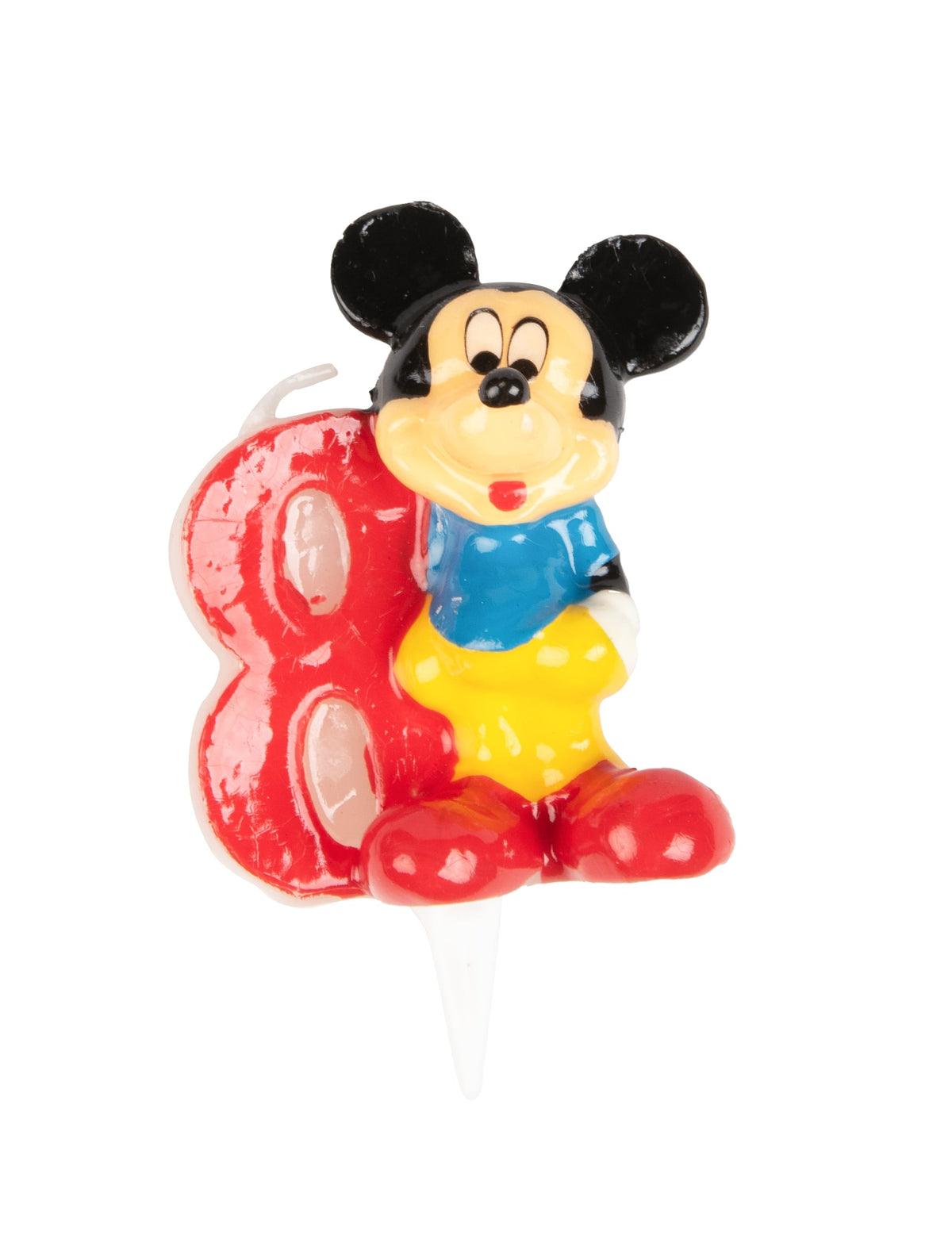 Bougie numéro 8 Mickey pour enfant rouge avec figurine Disney