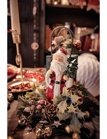 Svijeća Djeda Mraza s božićnim drvcem i vrećom, 13,5 x 6,5 cm