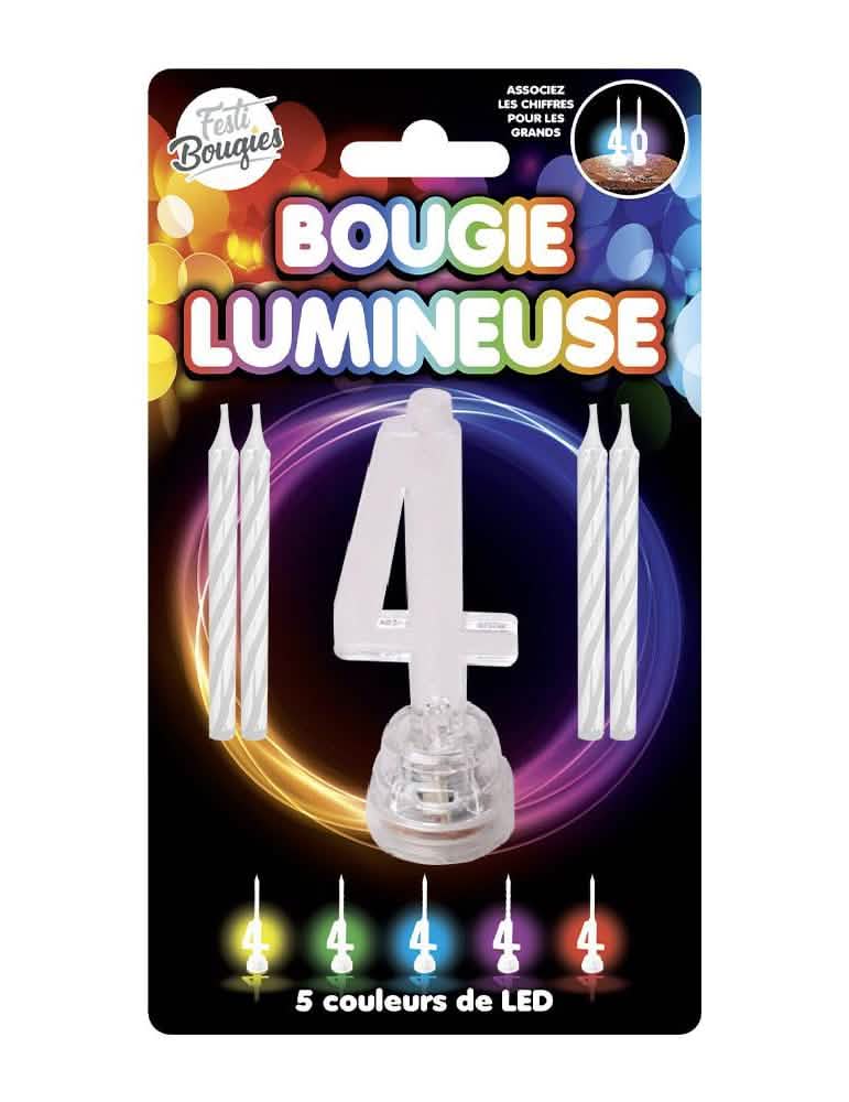 LED svijeća s brojem 4 za rođendan s 5 boje LED dioda