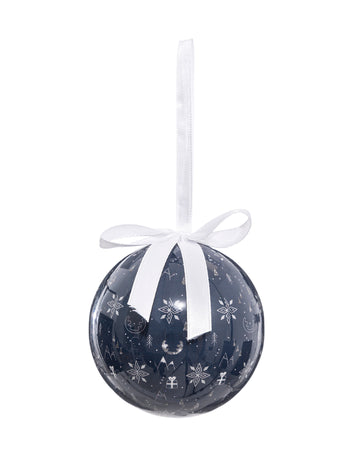 Plava snježna kugla sa snježnim pahuljicama 7.5 cm, Ukrašavanje božićnog drvca