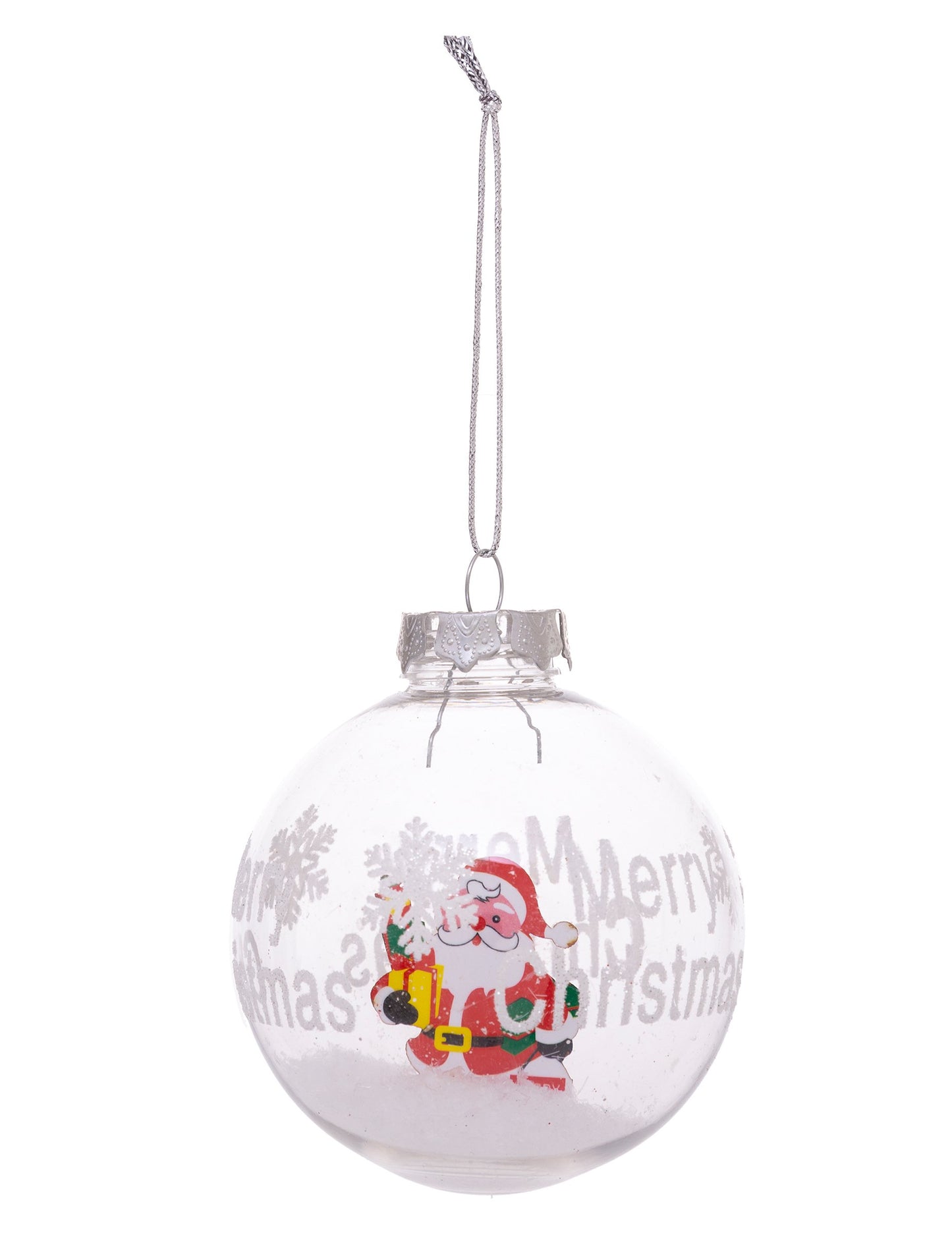 Prozirna božićna kuglica s božićnim likovima 8 cm nasumični model 