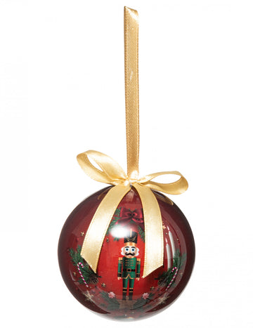 Crveni božićni loptic Vojnik Nutcracker 7,5 cm