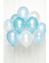 Bouquet de 10 ballons en latex pour décoration bleu avec confettis