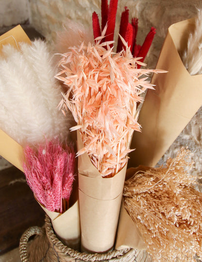 Buket sušene ružičaste zobi 100g 73 cm boemski dekor