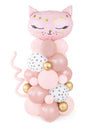 Bouquet de ballons chat rose pour fête rose et doré avec motifs de pattes de chat