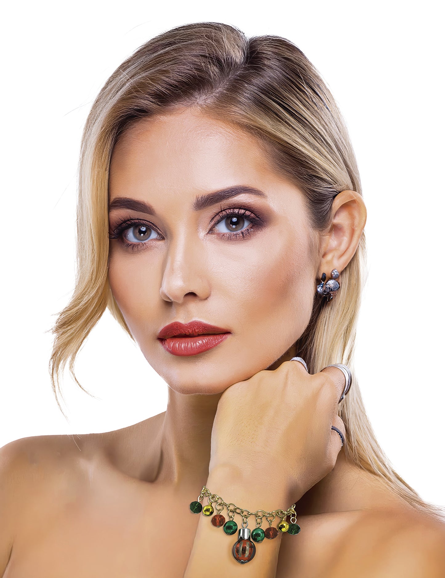 Metalna narukvica s božićnim kuglicama