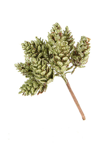 Grana s 12 matiranih zelenih češera, 12,5 cm, božićni ukras