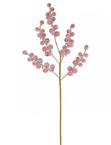 Grana crvenih matiranih bobica 52 cm za Božić