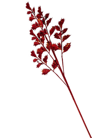 Grančica božikovine s crvenim šljokicama 70 cm 