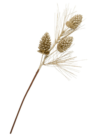 Grančica češera s blistavim šampanjcem 75 cm Čarobni Božić