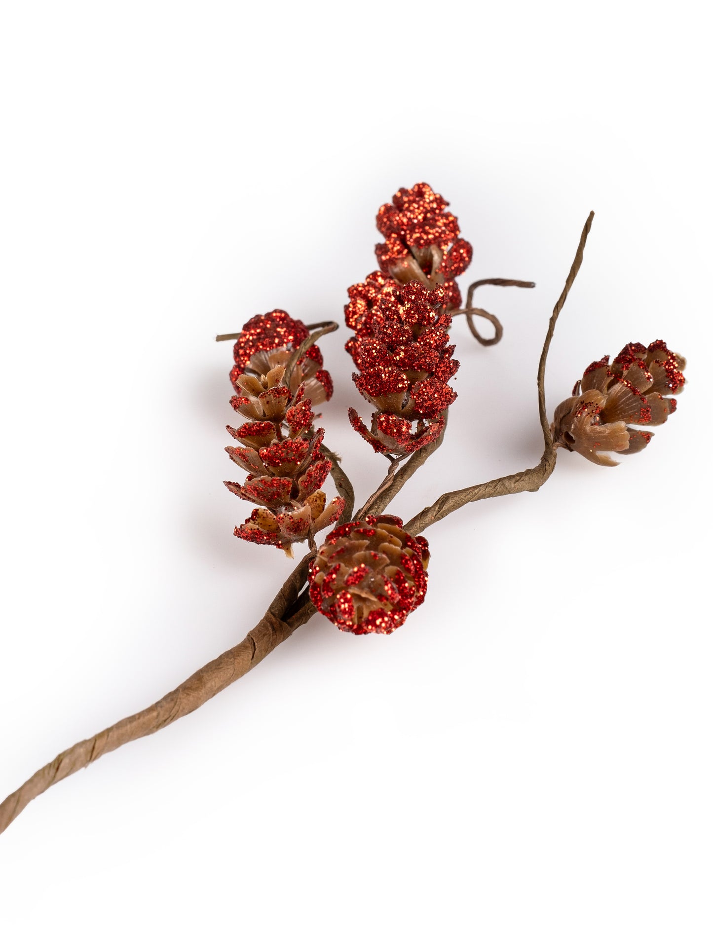 Grana crvenih šišarki s glitterom 23 cm 