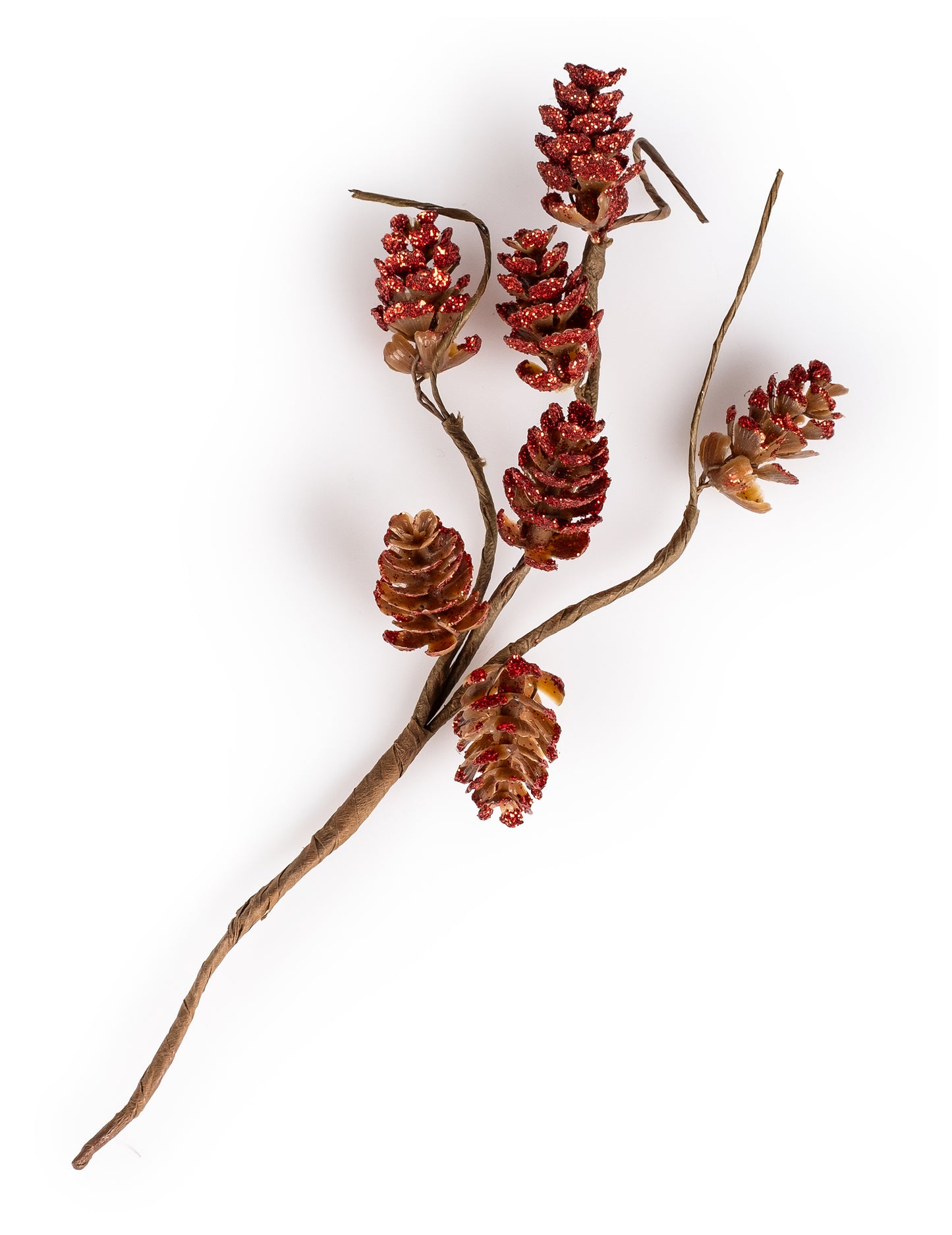 Grana crvenih šišarki s glitterom 23 cm 