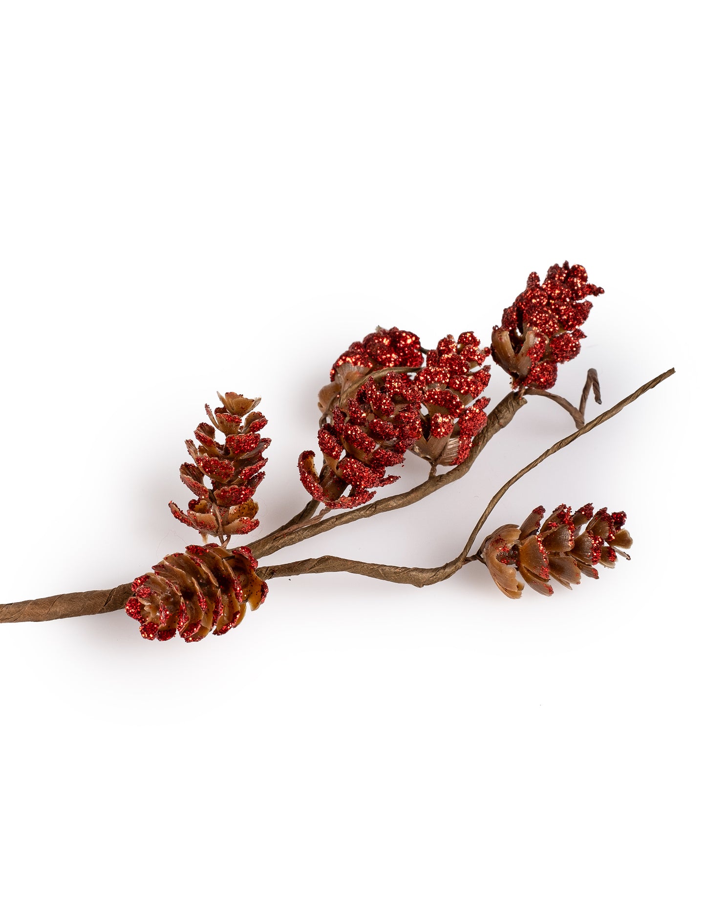 Grana crvenih šišarki s glitterom 23 cm 
