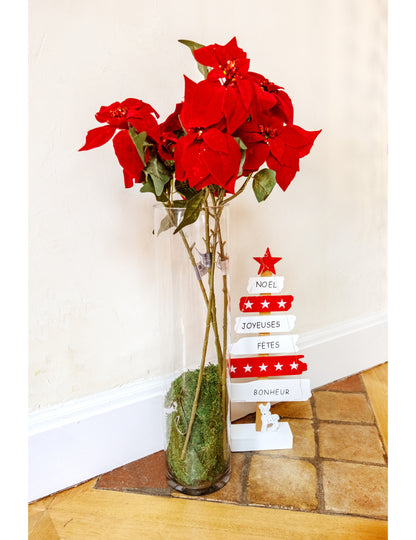 Cvjetna grana crvene poinsettia 75 cm