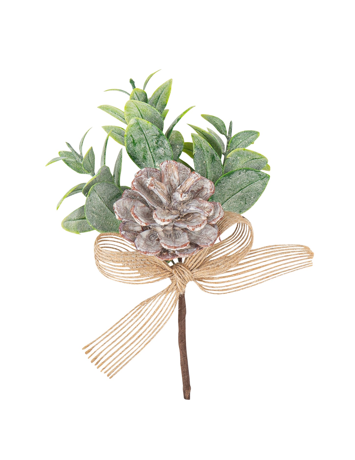 Grana borove češere i jutasta vrpca 14 cm matirani eukaliptus