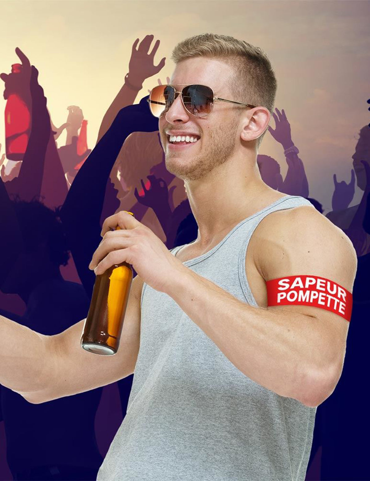 Brassard apéro sapeur pompette pour adulte rouge