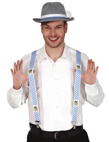 Plavo -bijeli karirani bavarski suspenders
