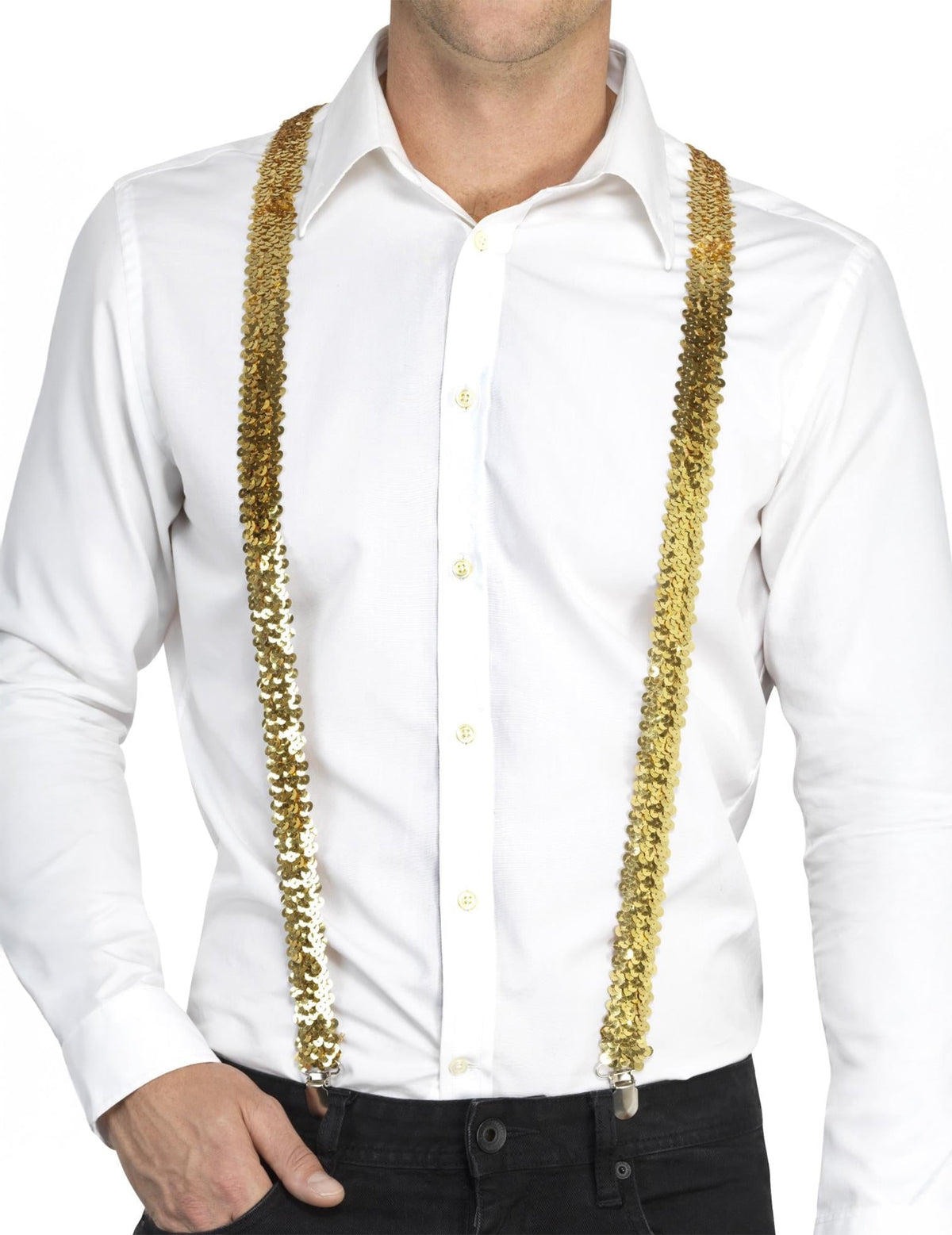Bretelles à sequins pour adulte dorées
