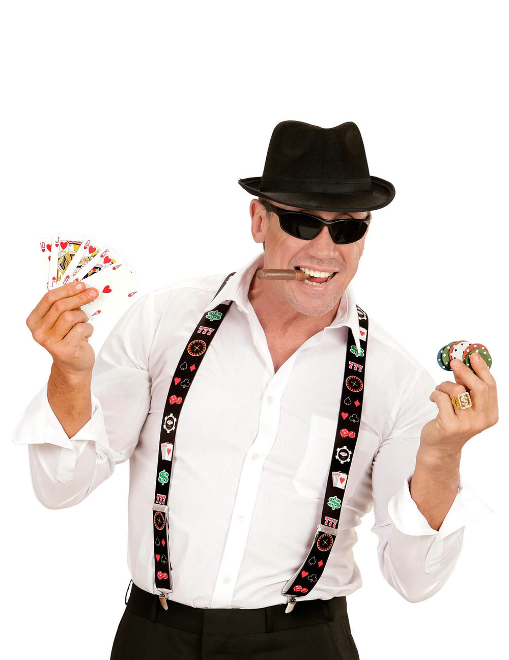 Crne naramenice za odrasli igrača pokera s casino uzorcima