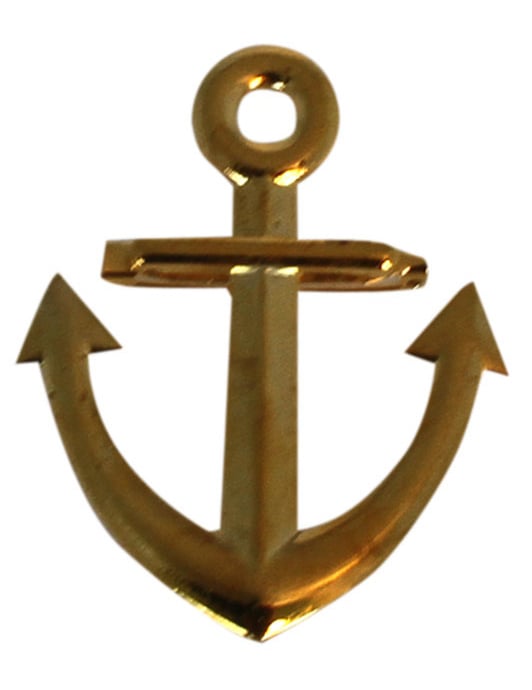 Broche ancre de marin pour adulte dorée