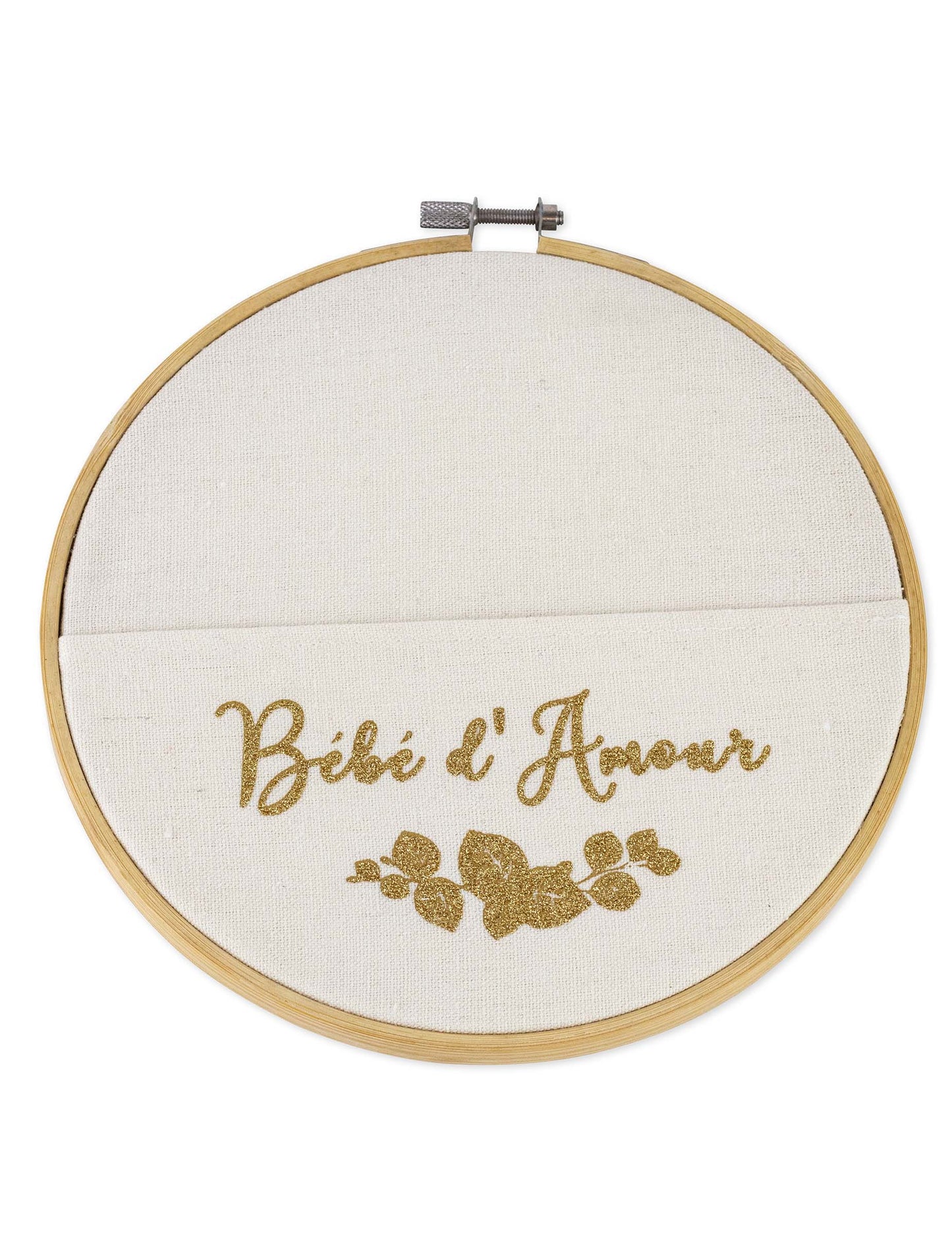 Okvir za džepove Baby Love od drveta i lana 19 cm svjetlucavo zlato